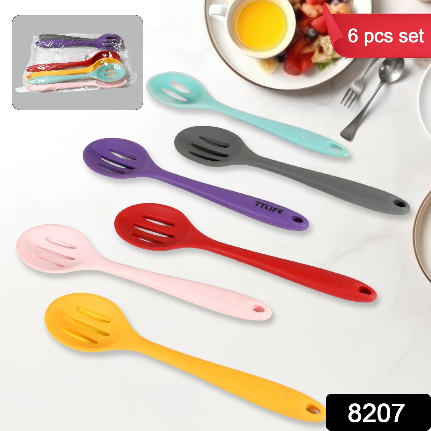 Multipurpose Silicone Spoon, Silicone Basting Spoon Non-Stick Kitchen Utensils Household Gadgets Heat-Resistant Non Stick Spoons Kitchen Cookware Items For Cooking and Baking (6 Pcs Set) Multipurpose Silicone Spoon, Silicone Basting Spoon Non-Stick Kitchen Utensils Household Gadgets Heat-Resistant Non Stick Spoons Kitchen Cookware Items For Cooking and Baking (6 Pcs Set)